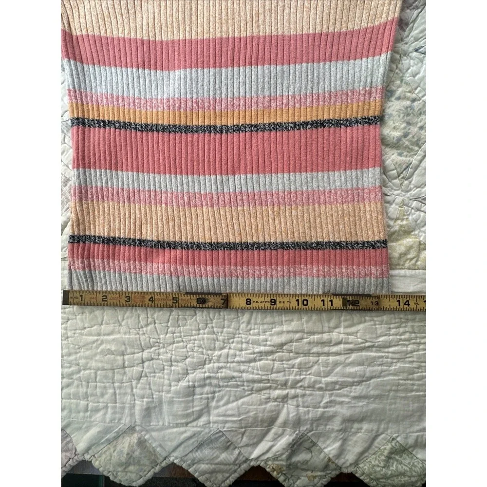 JH Collectibles Preppy Women's Striped Ribbed Pullover‎ Sweater Size S Pink Y2K
